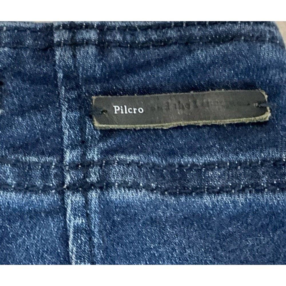 Pilcro Anthropologie Women's S27‎ Jeans Pleated High Rise Dark Wash Blue Skinny - Picture 12 of 16